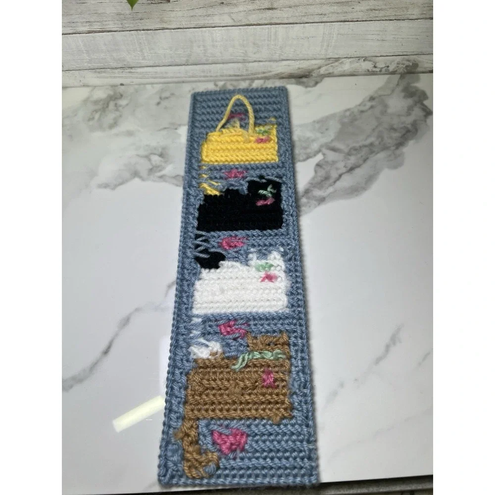 Cats, Kitty Canvas Needlepoint Decor Handmade